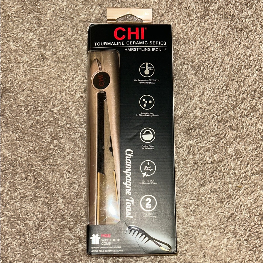CHI Tourmaline Ceramic Hairstyling Iron - Champagne Toast *read description*